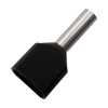 Twin entry black wire end ferrule for two 1.5mm² cables.