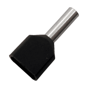 Twin entry black wire end ferrule for two 1.5mm² cables.